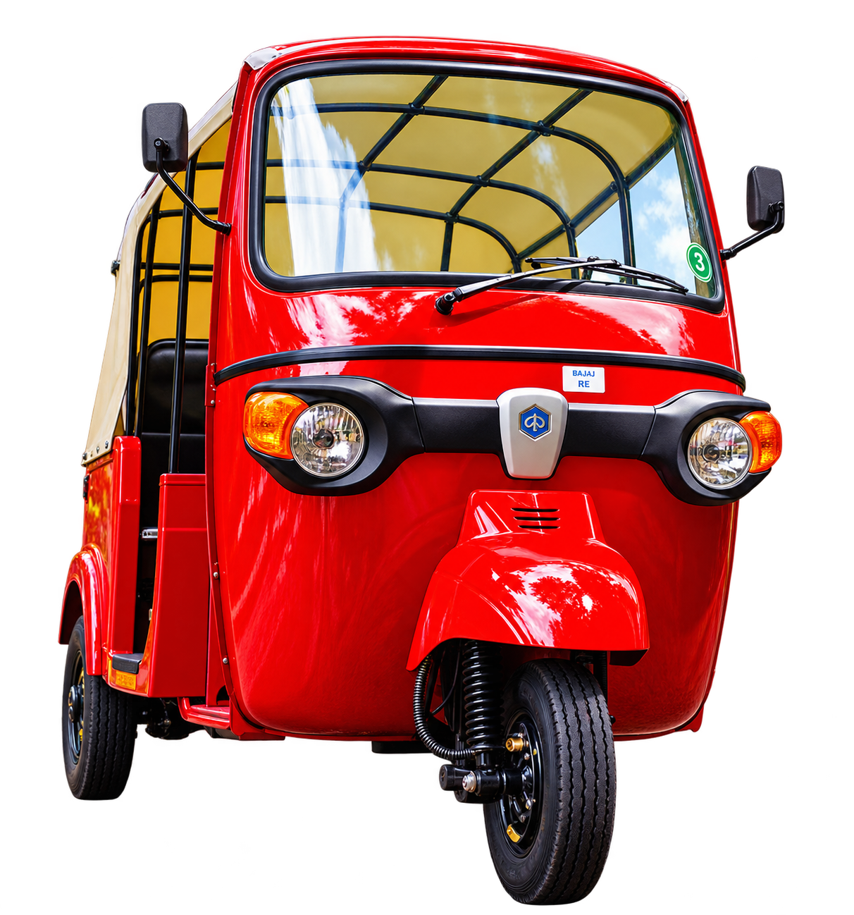 Mototaxi roja Piaggio sin fondo para la solución de financiamiento destacada de SEFIN